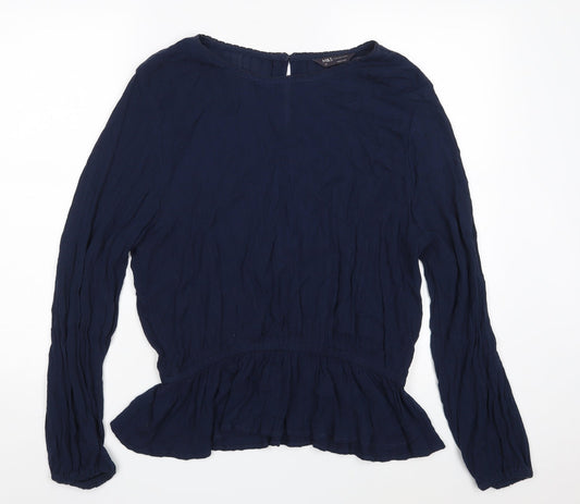 Marks and Spencer Womens Blue  Viscose Basic Blouse Size 12 Boat Neck