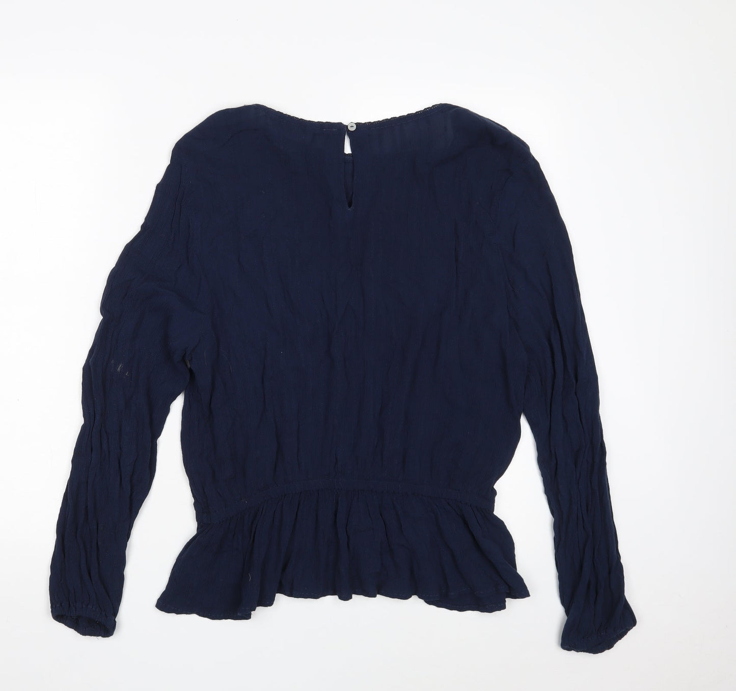 Marks and Spencer Womens Blue  Viscose Basic Blouse Size 12 Boat Neck