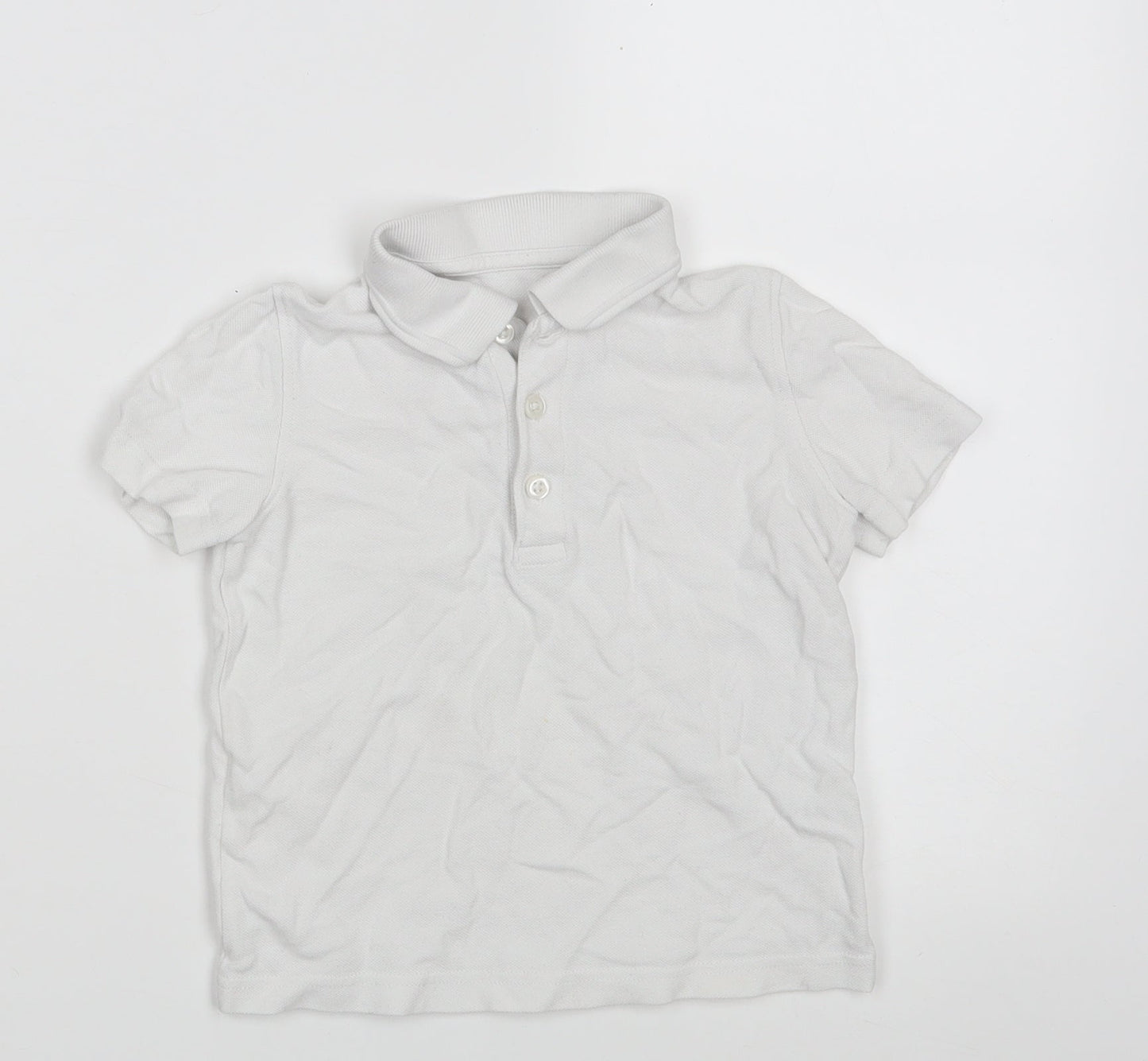 Dunnes Stores Boys White  100% Cotton Pullover Polo Size 3-4 Years Collared Button