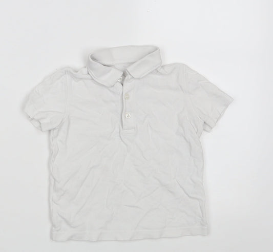 Dunnes Stores Boys White  100% Cotton Pullover Polo Size 3-4 Years Collared Button