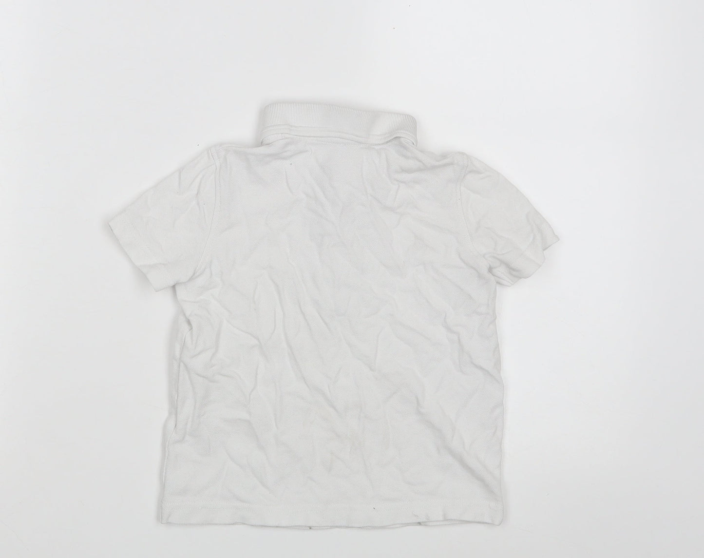 Dunnes Stores Boys White  100% Cotton Pullover Polo Size 3-4 Years Collared Button