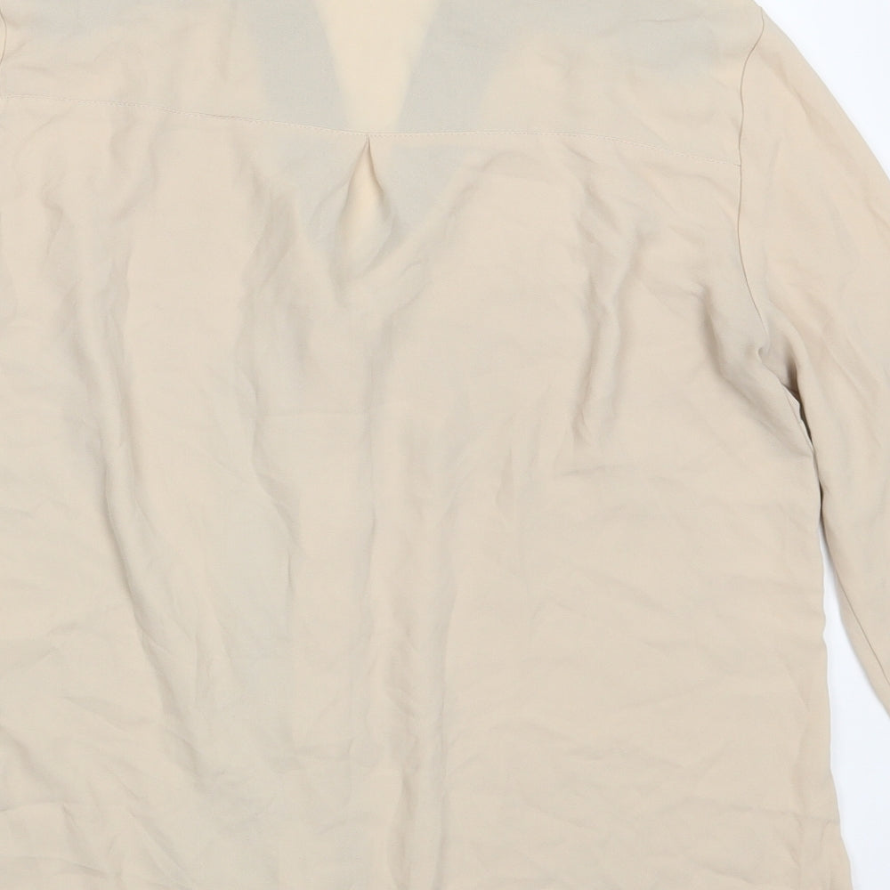 George Womens Beige  Polyester Basic Button-Up Size 12 V-Neck - Size 12-14