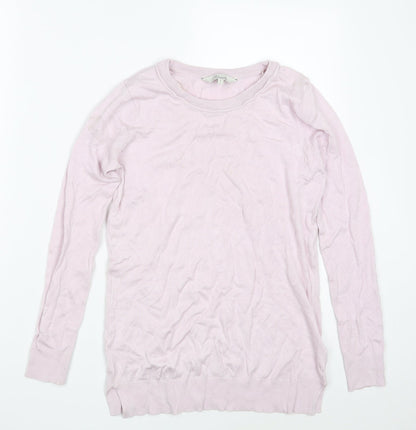 Peacocks Womens Pink Round Neck  Viscose Pullover Jumper Size 8