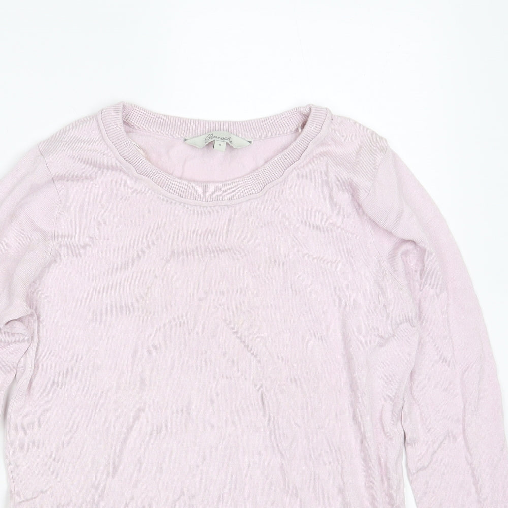 Peacocks Womens Pink Round Neck  Viscose Pullover Jumper Size 8