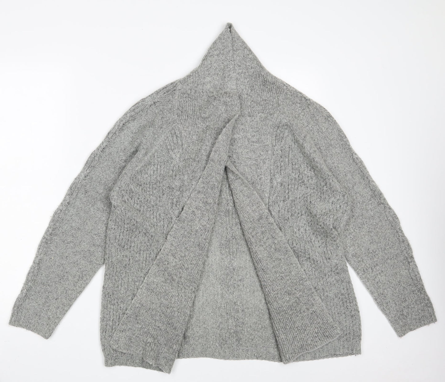 Bonmarché Womens Grey V-Neck  Acrylic Wrap Jumper Size M