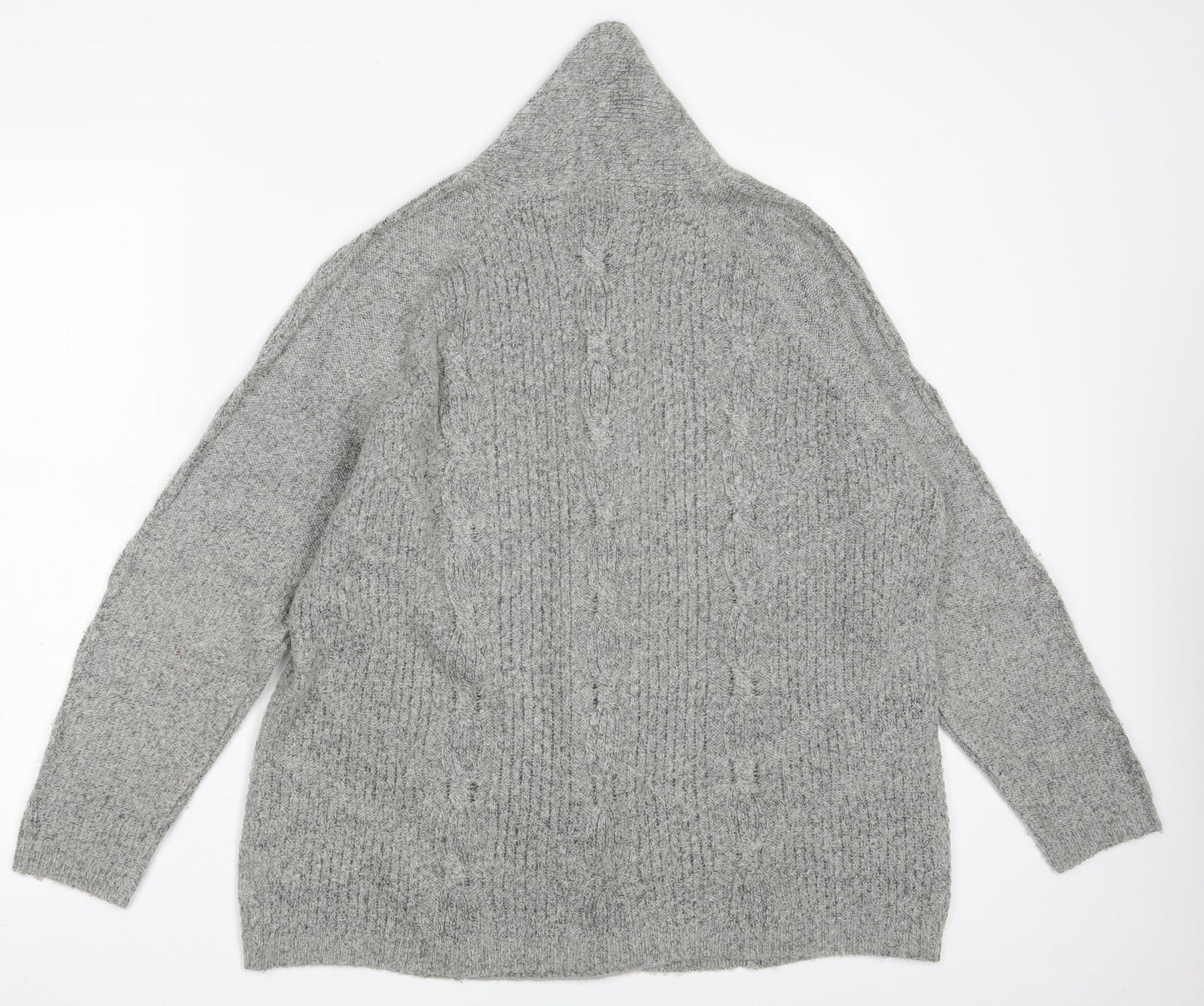 Bonmarché Womens Grey V-Neck  Acrylic Wrap Jumper Size M