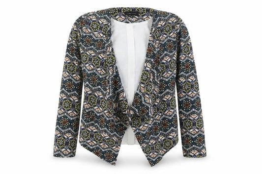 New Look Womens Blue V-Neck Geometric Viscose Cardigan Jumper Size 16