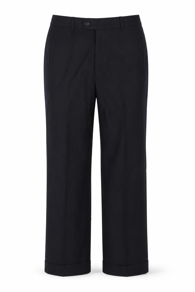 REMUS Mens Black Striped Polyester Trousers  Size 38 in L31 in Regular Button