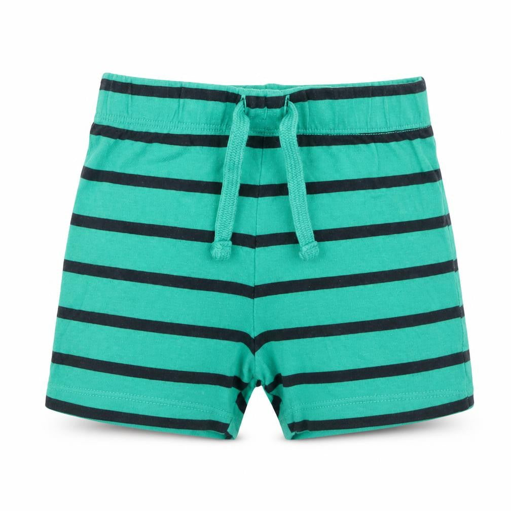 F&F Boys Green Striped Cotton Cropped Trousers Size 9-12 Months