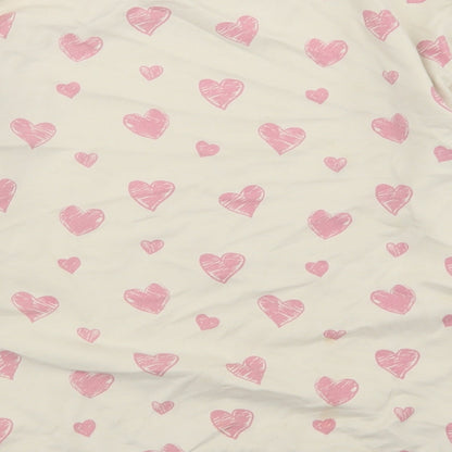Dunnes Girls Beige Geometric Cotton Pullover Sweatshirt Size 10-11 Years   - Heart Print