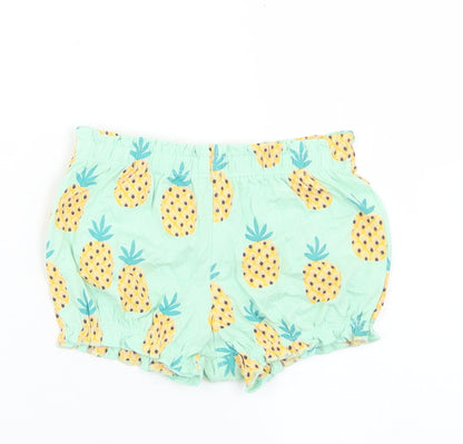 F&F Girls Blue Geometric Cotton Cropped Trousers Size 12-18 Months   - Pineapple