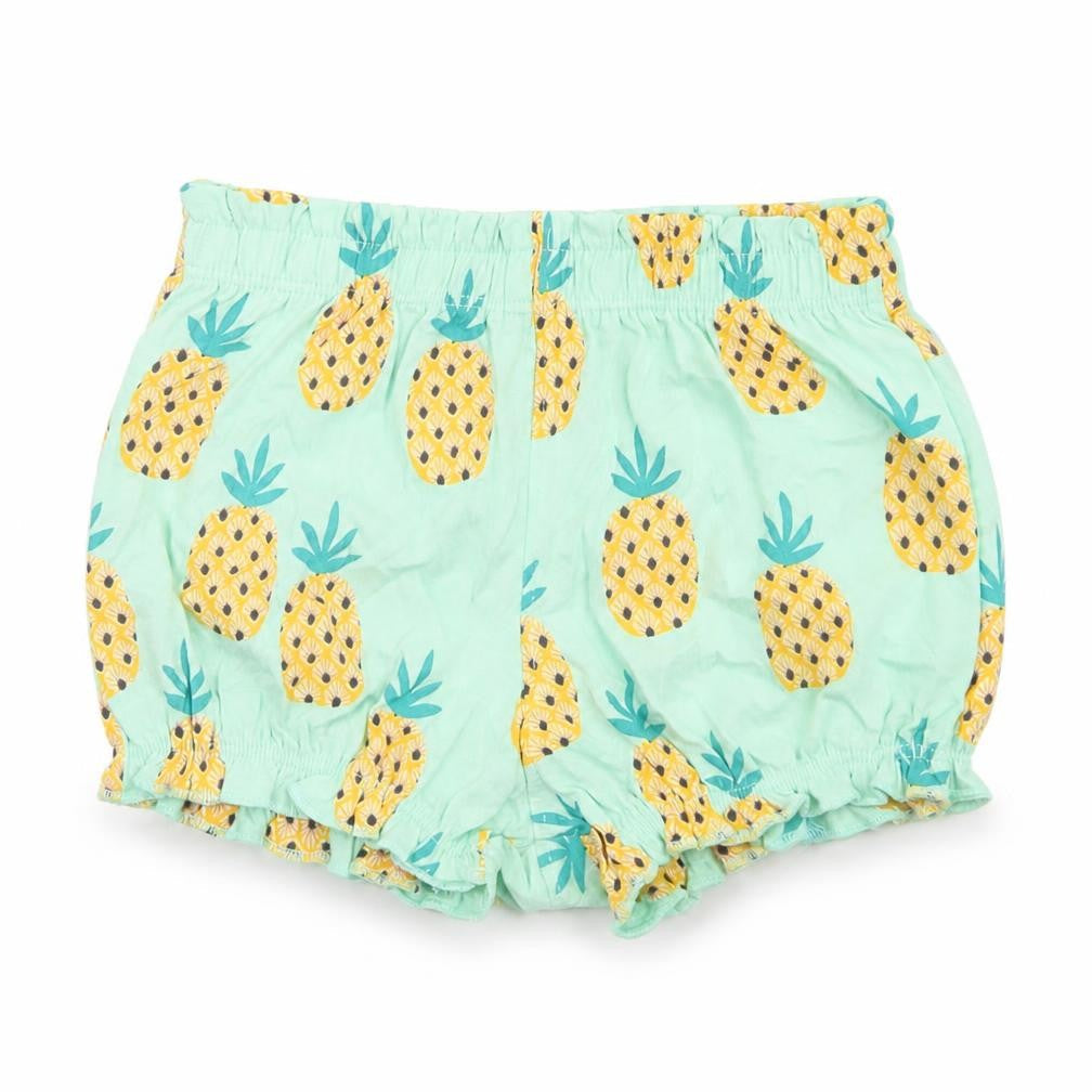 Fred & Flo Girls Blue Geometric Cotton Cropped Trousers Size 12-18 Months   - Pineapple