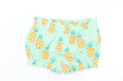 F&F Girls Blue Geometric Cotton Cropped Trousers Size 12-18 Months   - Pineapple