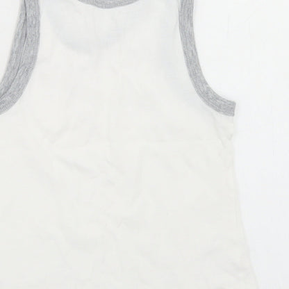 Tu Boys White  Cotton Basic Tank Size 3-4 Years Crew Neck  - Dinosaurs