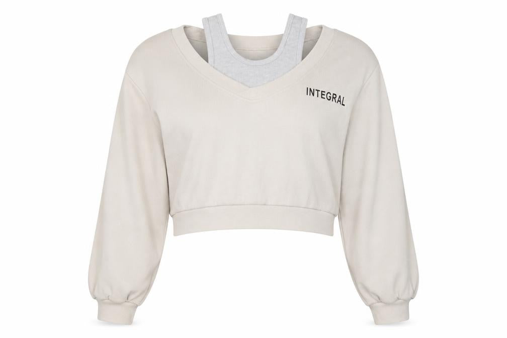 Dazy Womens Beige  Polyester Pullover Sweatshirt Size XL   - Cropped