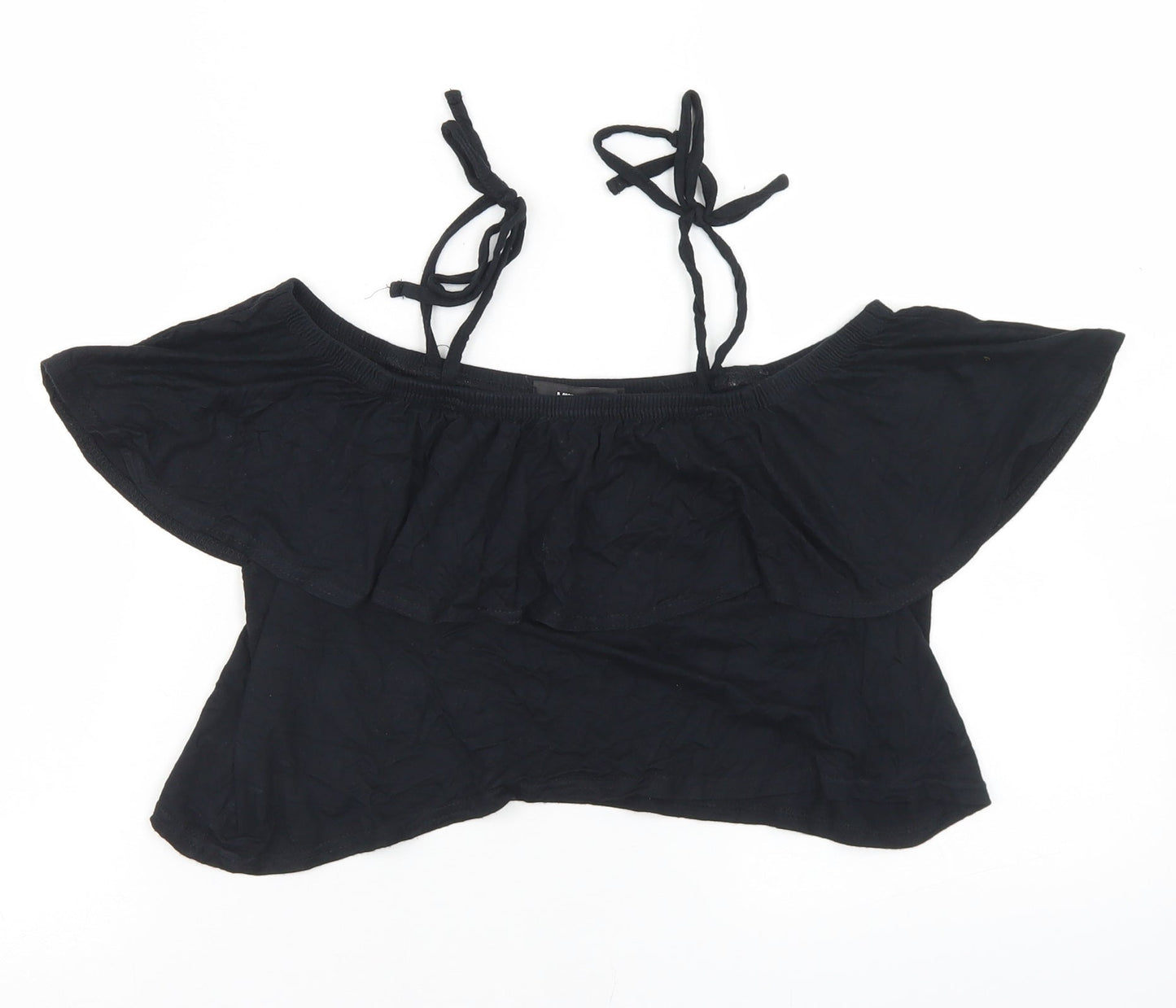 Missguided Womens Black  Viscose Cropped Tank Size 10 Off the Shoulder - Off the Shoulder