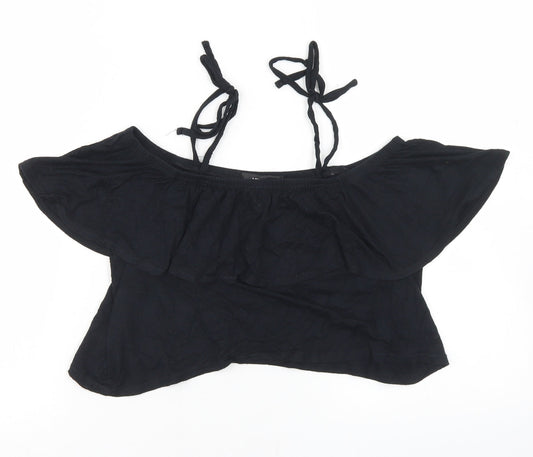 Missguided Womens Black  Viscose Cropped Tank Size 10 Off the Shoulder - Off the Shoulder