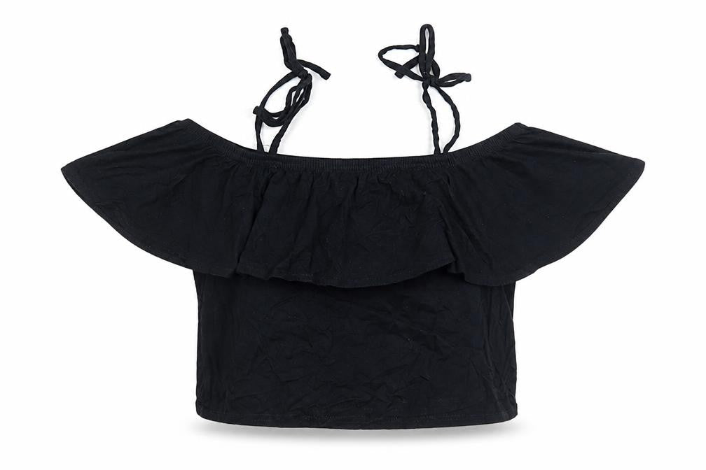 Missguided Womens Black  Viscose Cropped Tank Size 10 Off the Shoulder - Off the Shoulder