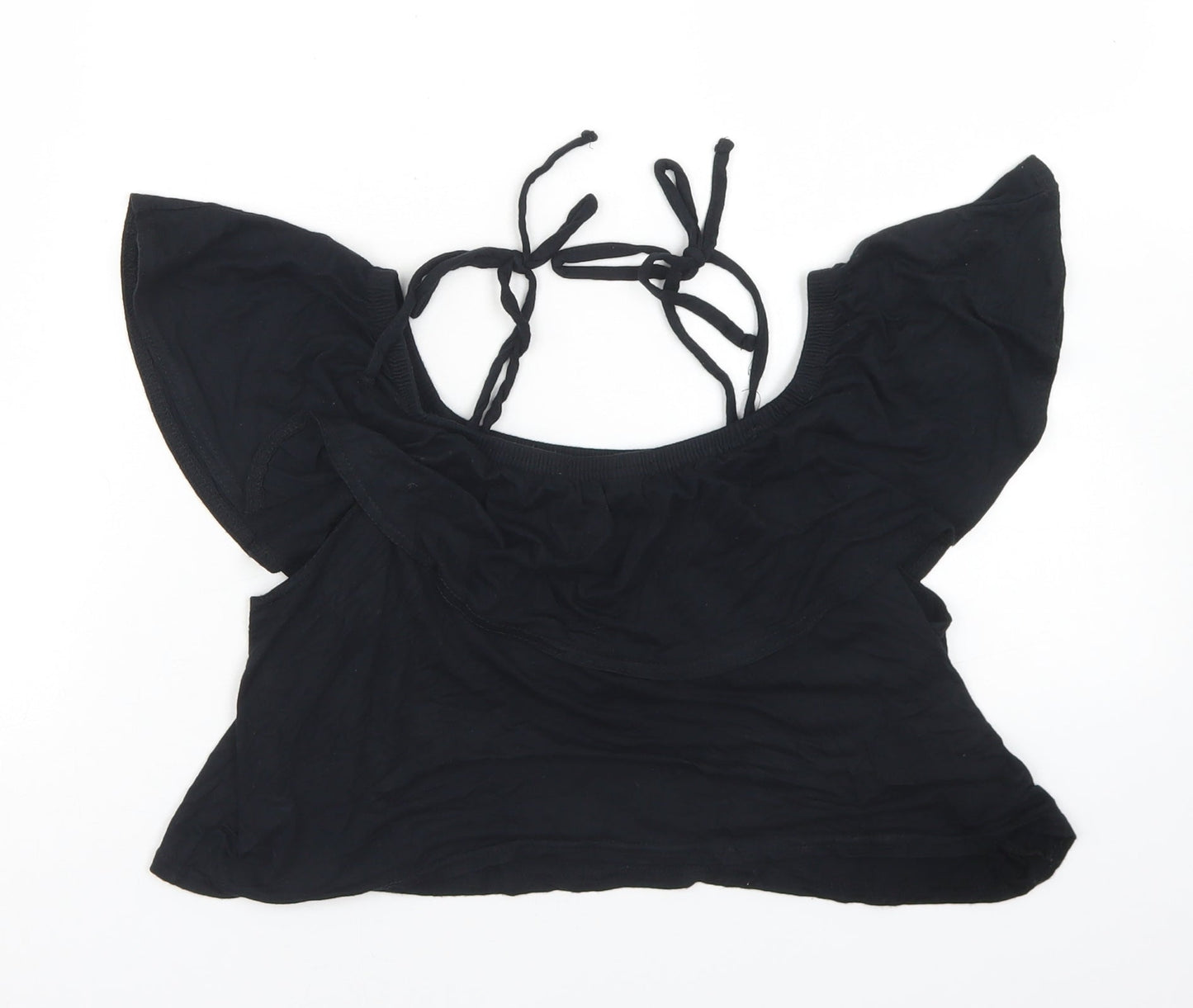 Missguided Womens Black  Viscose Cropped Tank Size 10 Off the Shoulder - Off the Shoulder
