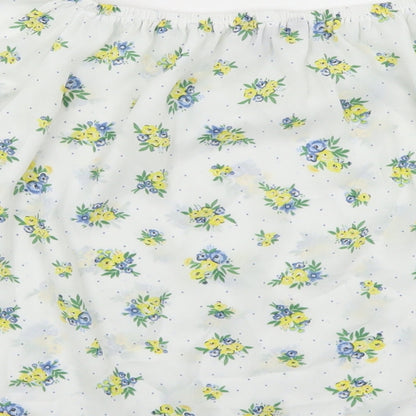 Peacocks Womens White Floral Polyester Cropped Blouse Size 8 Off the Shoulder