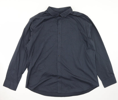 The Collection Debenhams Mens Blue Check Polyester  Button-Up Size 2XL Collared Button - Tailored fit