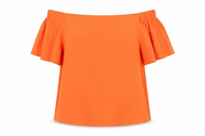 Peacocks Womens Orange  Polyester Basic Blouse Size 12 Off the Shoulder