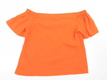 Peacocks Womens Orange  Polyester Basic Blouse Size 12 Off the Shoulder