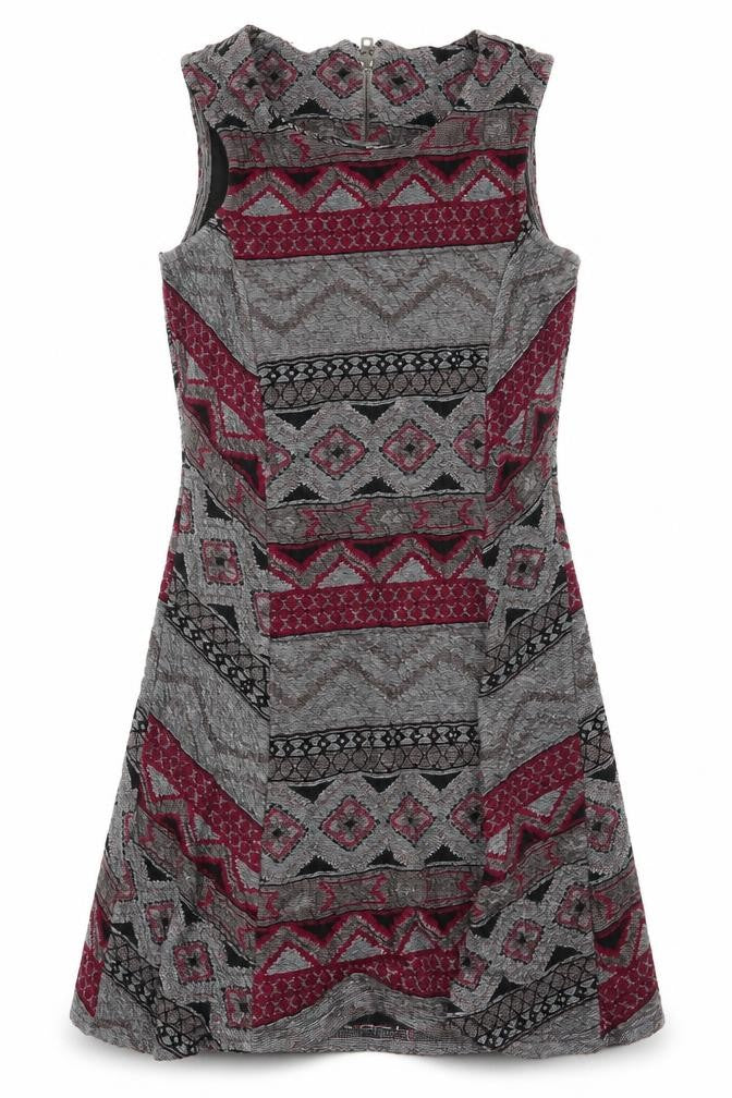 Only Womens Multicoloured Geometric Polyester A-Line  Size M  Round Neck Zip