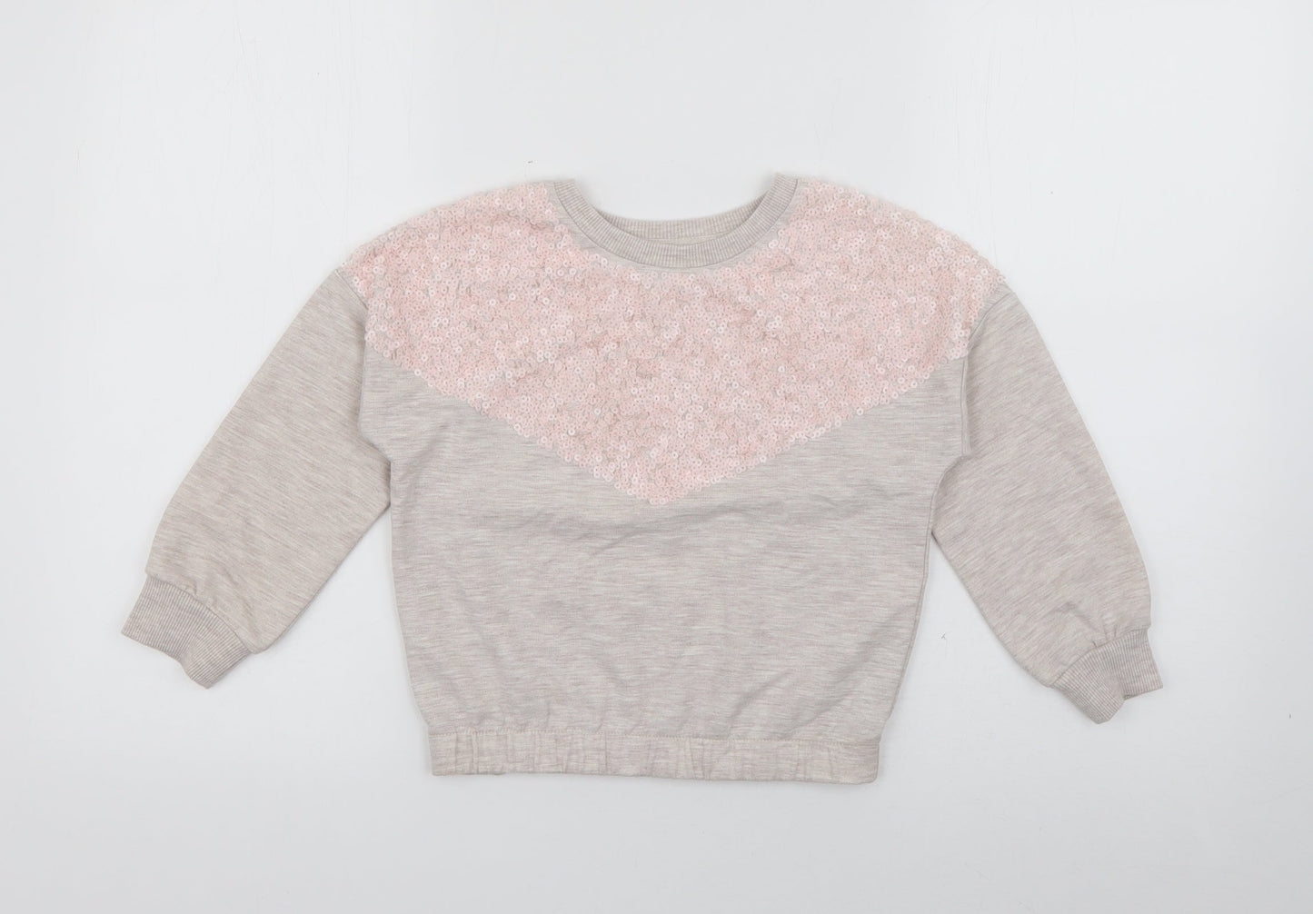 TU Girls Grey  Polyester Pullover Sweatshirt Size 6 Years