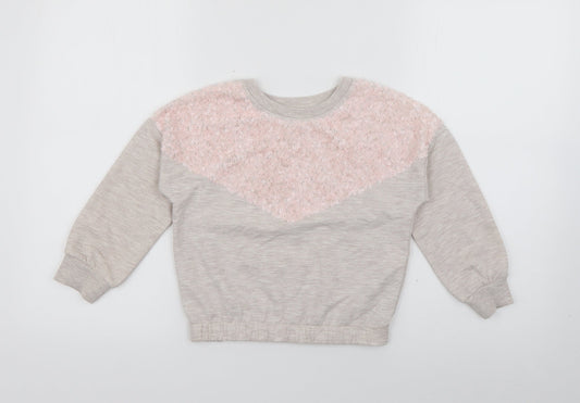TU Girls Grey  Polyester Pullover Sweatshirt Size 6 Years