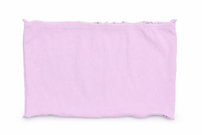 Candy Couture Girls Purple  Cotton Cropped T-Shirt Size 13 Years Off the Shoulder Pullover - Bando, Lettuce Edging