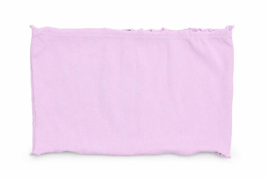 Candy Couture Girls Purple  Cotton Cropped T-Shirt Size 13 Years Off the Shoulder Pullover - Bando, Lettuce Edging