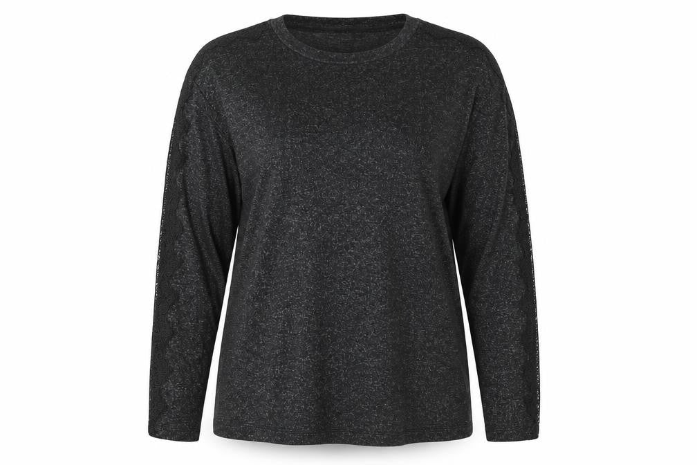 COIN 1804 Womens Black  Polyester Basic T-Shirt Size L Round Neck