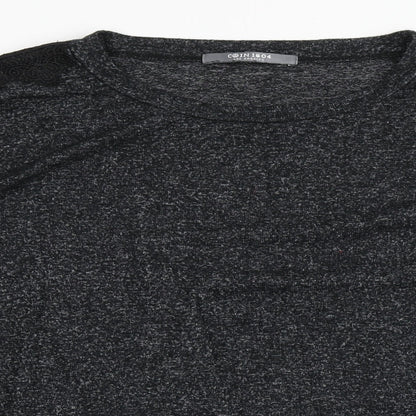 COIN 1804 Womens Black  Polyester Basic T-Shirt Size L Round Neck