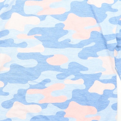 Dunnes Girls Blue Camouflage Polyester Basic T-Shirt Size 9-10 Years Crew Neck  - Dreamer Forever