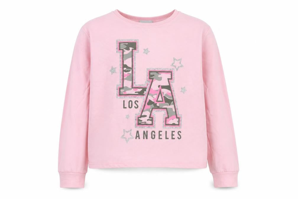 Matalan Girls Pink  Cotton Pullover Sweatshirt Size 8 Years   - Cropped, LA