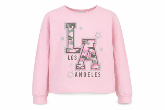 Matalan Girls Pink  Cotton Pullover Sweatshirt Size 8 Years   - Cropped, LA