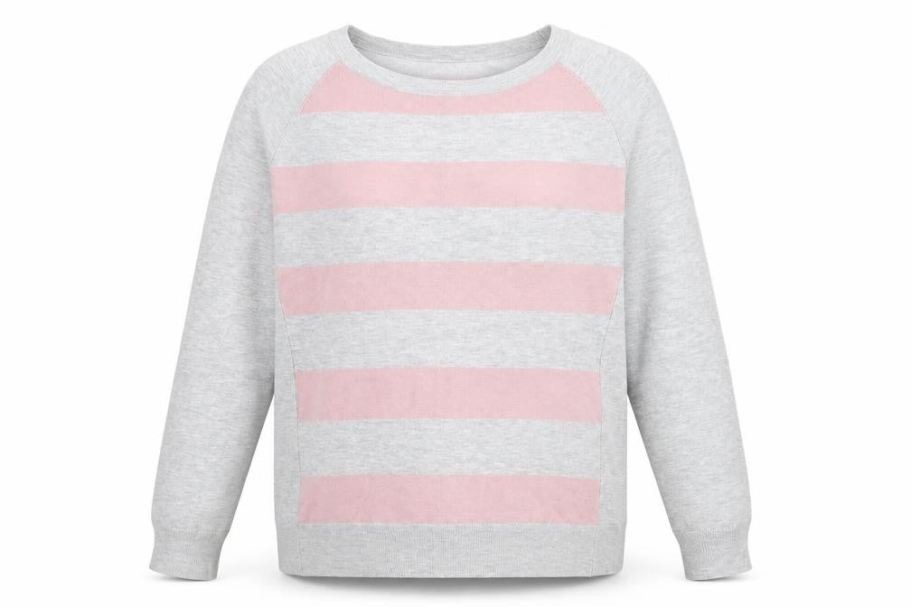 Gallery Womens Grey Round Neck Striped Viscose Pullover Jumper Size L