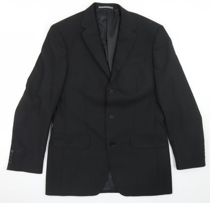 Next Mens Black Striped Polyester Jacket Blazer Size 38