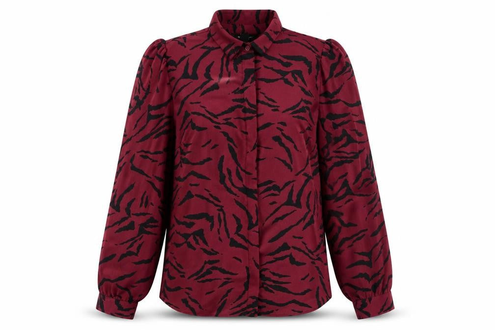 New Look Womens Purple Animal Print Polyester Basic Button-Up Size 10 Collared - Zebra Print