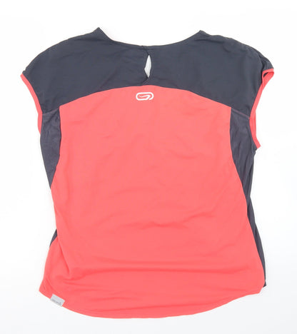 Preloved Kalenji Womens Pink Colourblock Polyester Basic T-Shirt Size S V-Neck - Back