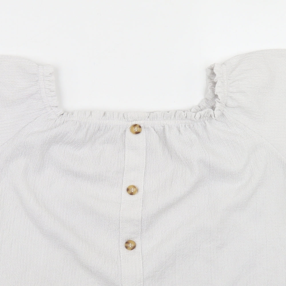 Yessica Womens White  Polyester Basic T-Shirt Size S Off the Shoulder
