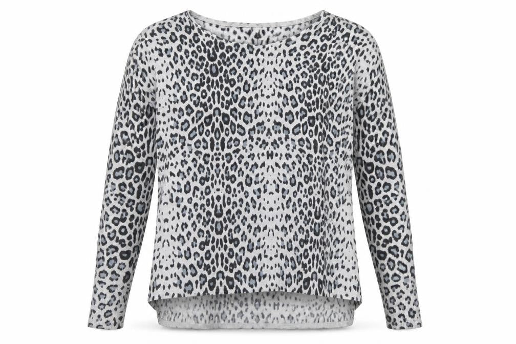 H&M Womens Grey Round Neck Animal Print Acrylic Pullover Jumper Size XS