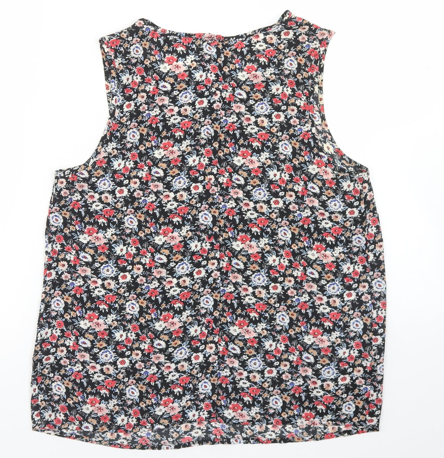 New Look Womens Black Floral Polyester Basic Blouse Size 10 Round Neck