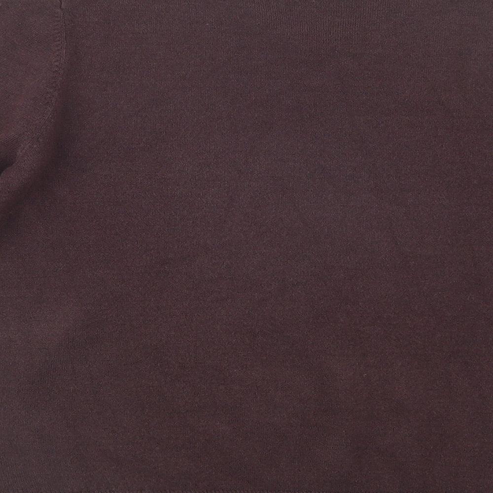 Marks and Spencer Mens Brown V-Neck  Acrylic Pullover Jumper Size S