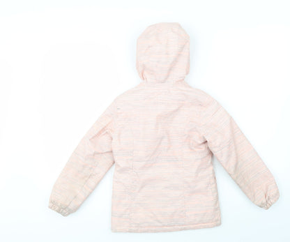 Decathlon Girls Pink Striped  Puffer Jacket Jacket Size 5 Years  Zip