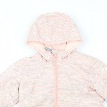 Decathlon Girls Pink Striped  Puffer Jacket Jacket Size 5 Years  Zip