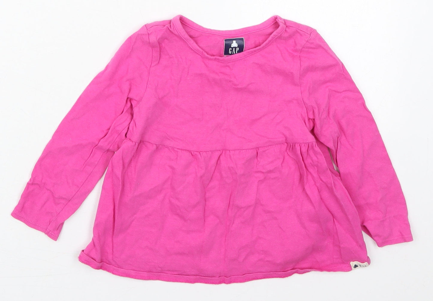Gap Girls Pink  Cotton Basic T-Shirt Size 2 Years Crew Neck Pullover