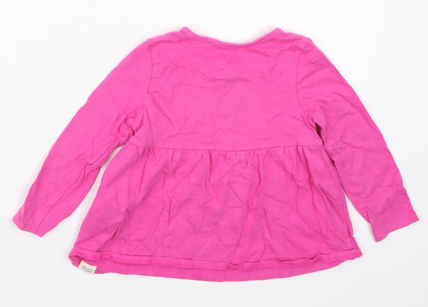 Gap Girls Pink  Cotton Basic T-Shirt Size 2 Years Crew Neck Pullover