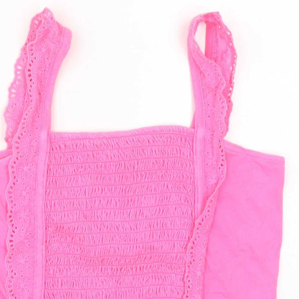 Justice Girls Pink  Cotton Basic Tank Size 12-13 Years Square Neck Pullover
